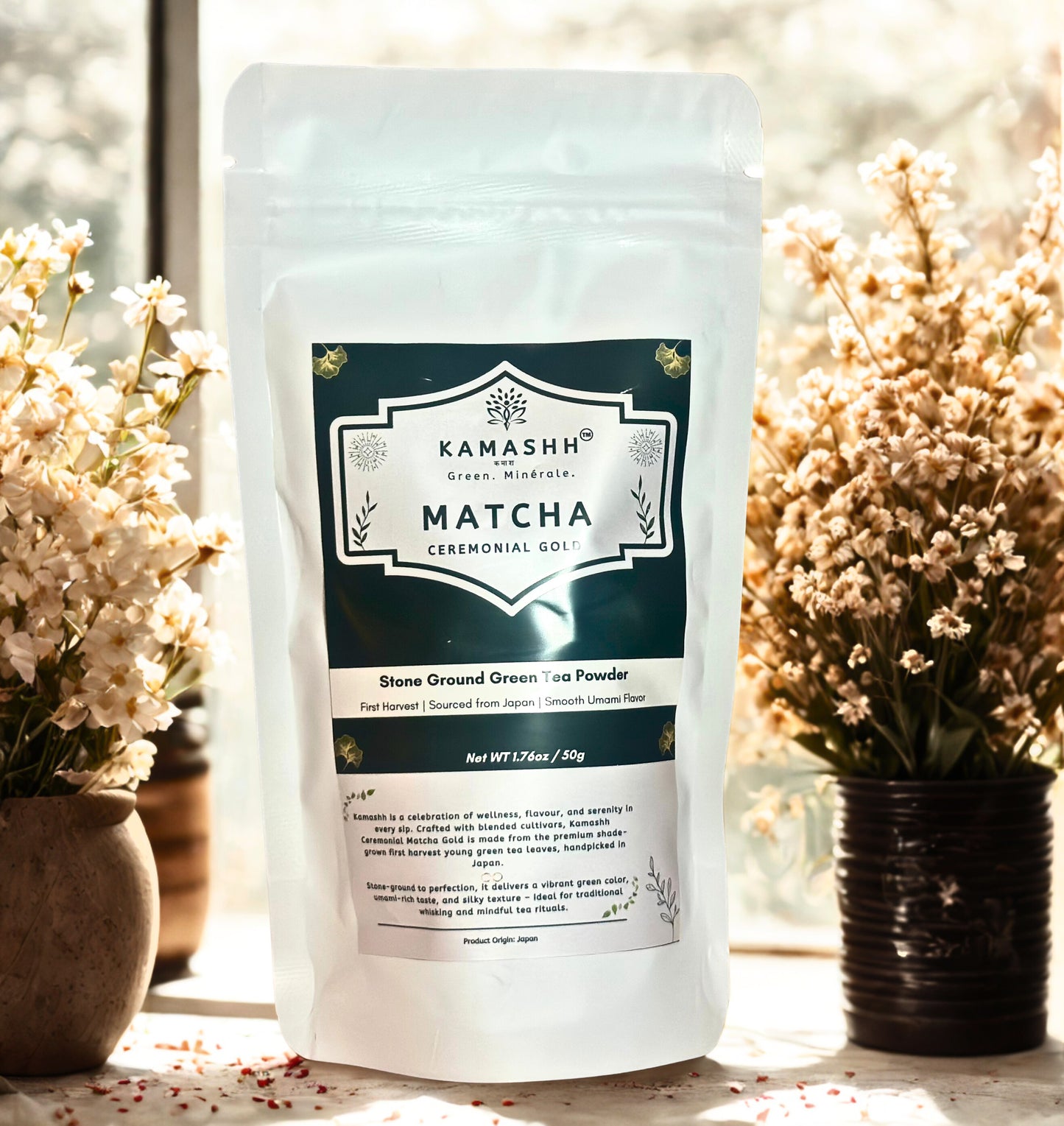 Kamashh ceremonial matcha gold – premium Japanese matcha powder India