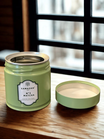 Vibrant green ceremonial matcha powder from Kamashh N5 blend