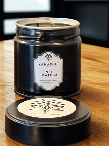 Traditional preparation of Kamashh N5 Japanese ceremonial matcha in India