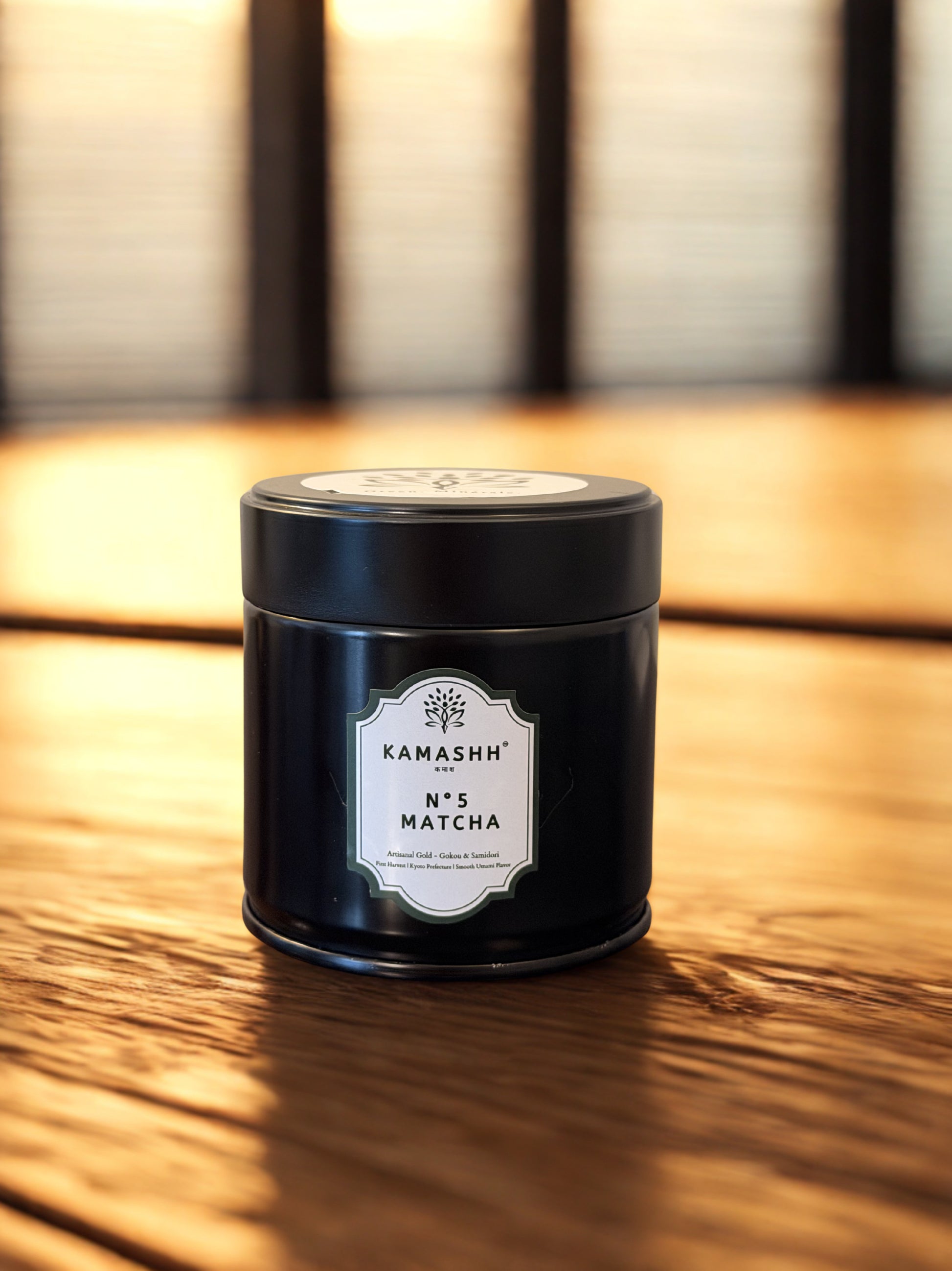 Fine stone-ground ceremonial matcha powder from Kamashh N5